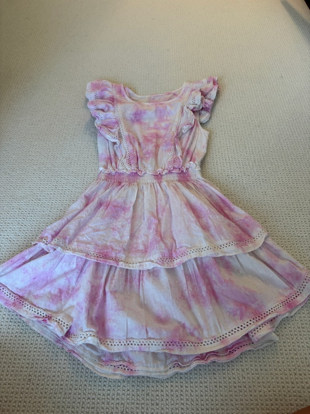 BB Dakota by Steve Madden Pink Tie-Dye Ruffle Tiered Dress